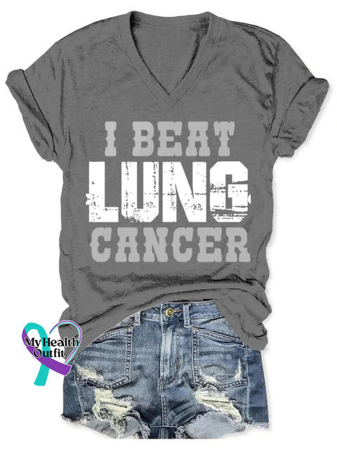 Lung Cancer Awareness Art V-neck Casual T-Shirt Grey / S