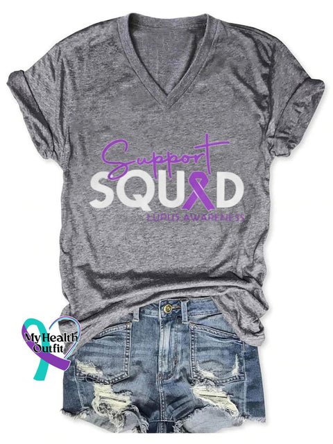Lupus Awareness Art Print Casual T-Shirt Grey / S