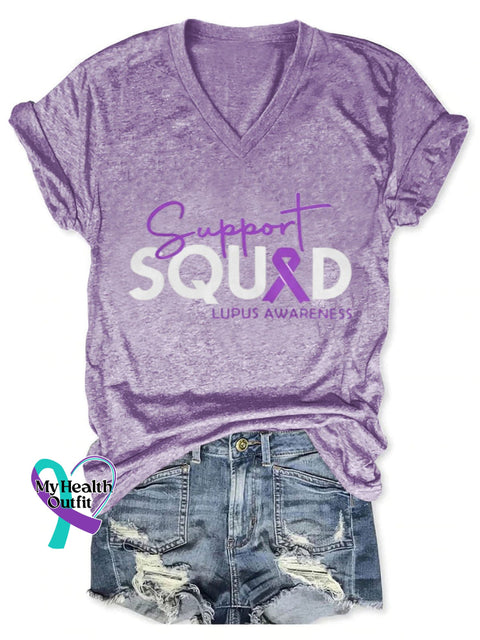 Lupus Awareness Art Print Casual T-Shirt Purple / S
