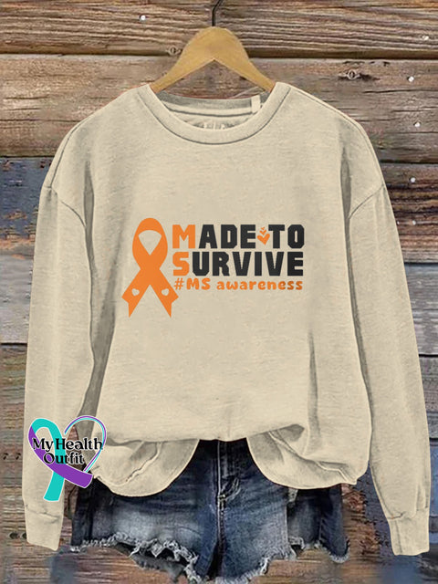 Made To Survive Multiple Sclerosis Printed Casual Sweatshirt Beige / S