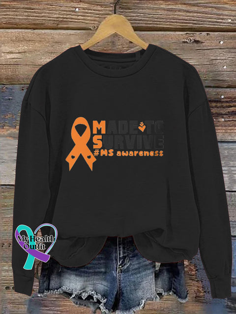 Made To Survive Multiple Sclerosis Printed Casual Sweatshirt Black / S