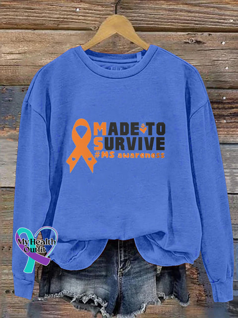 Made To Survive Multiple Sclerosis Printed Casual Sweatshirt Light Blue / S