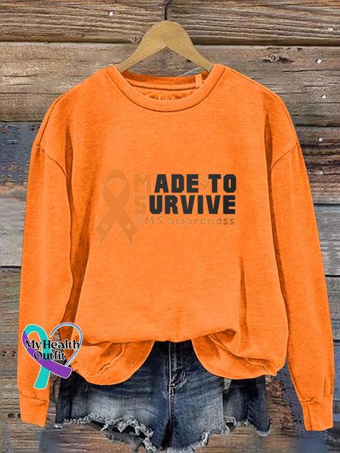 Made To Survive Multiple Sclerosis Printed Casual Sweatshirt Orange / S