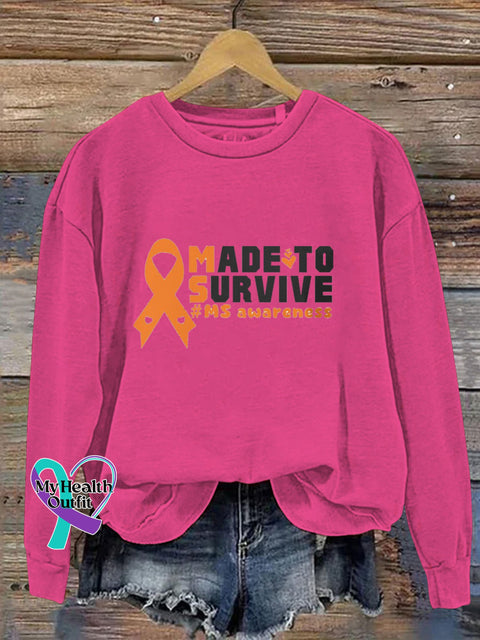 Made To Survive Multiple Sclerosis Printed Casual Sweatshirt RoseRed / S