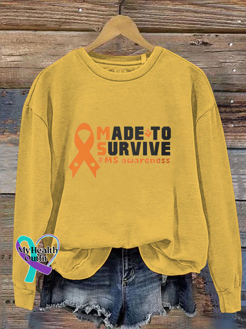 Made To Survive Multiple Sclerosis Printed Casual Sweatshirt Yellow / S