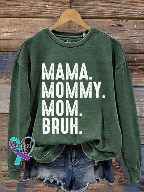 Mama Mommy Mom Bruh Art Print Pattern Casual Sweatshirt Green / S