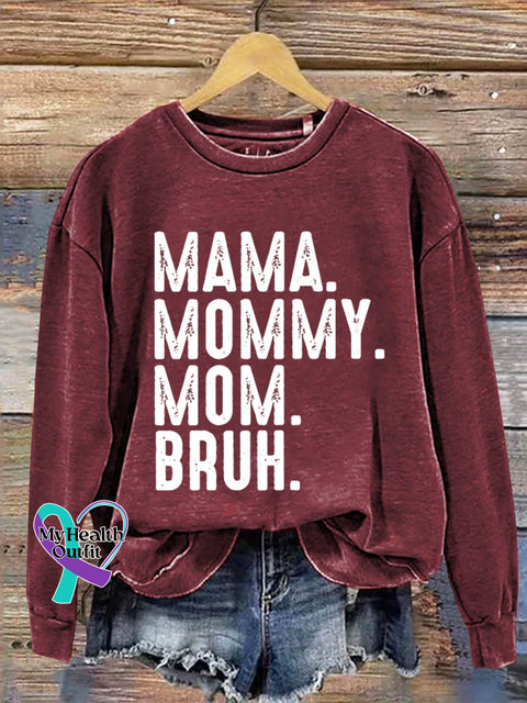 Mama Mommy Mom Bruh Art Print Pattern Casual Sweatshirt Red / S