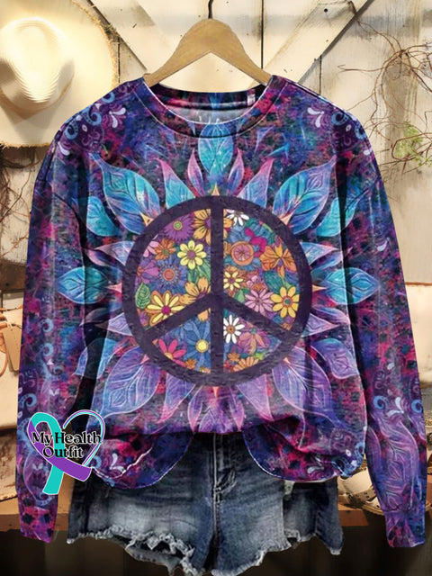 Mandala Floral Hippie Pattern Art Print Casual Sweatshirt Multicolor / S