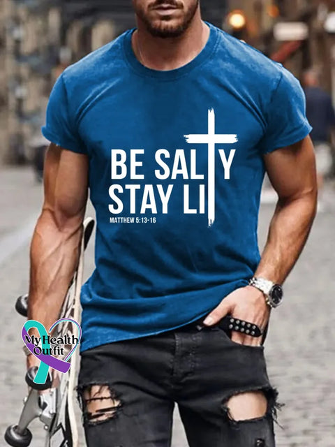 Man’s Funny Saying Jesus Art Print T-shirt Blue / S