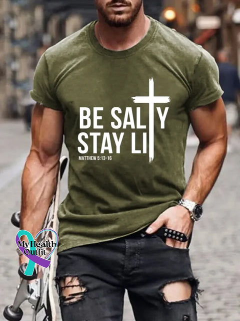 Man’s Funny Saying Jesus Art Print T-shirt Green / S