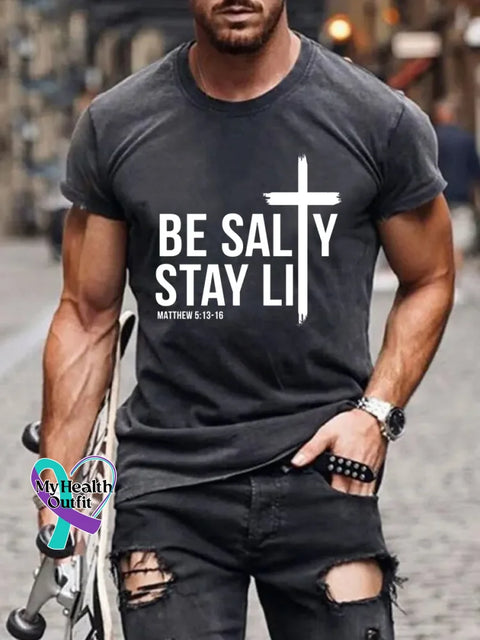 Man’s Funny Saying Jesus Art Print T-shirt Grey / S