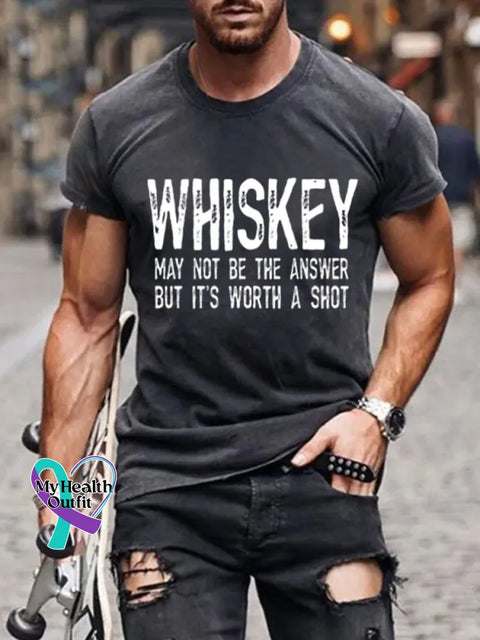 Man’s Funny Saying Whiskey Art Print T-shrit Grey / S