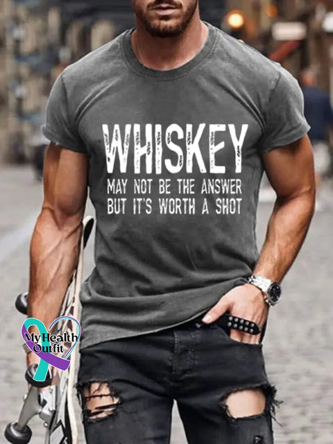 Man’s Funny Saying Whiskey Art Print T-shrit LightGrey / S