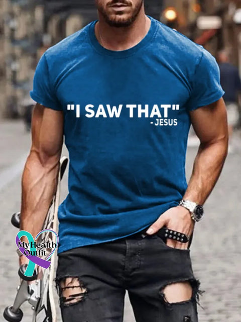 Man’s Jesus Funny Saying Art Print T-shirt Blue / S