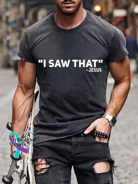 Man’s Jesus Funny Saying Art Print T-shirt Grey / S