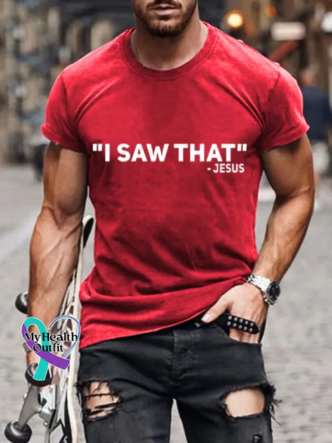 Man’s Jesus Funny Saying Art Print T-shirt Red / S