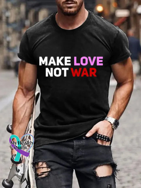 Man’s Make Love Not War Funny Saying Art Print T-shirt Black / S