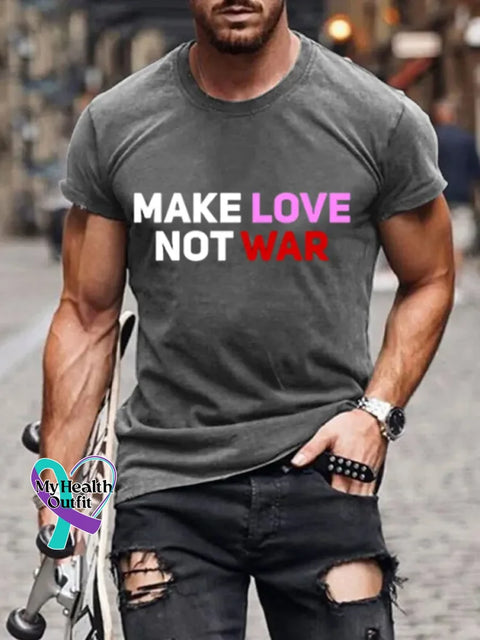 Man’s Make Love Not War Funny Saying Art Print T-shirt Grey / S