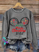Marry Christmas Vintage Art Print Casual Sweatshirt Grey / S