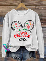Marry Christmas Vintage Art Print Casual Sweatshirt White / S