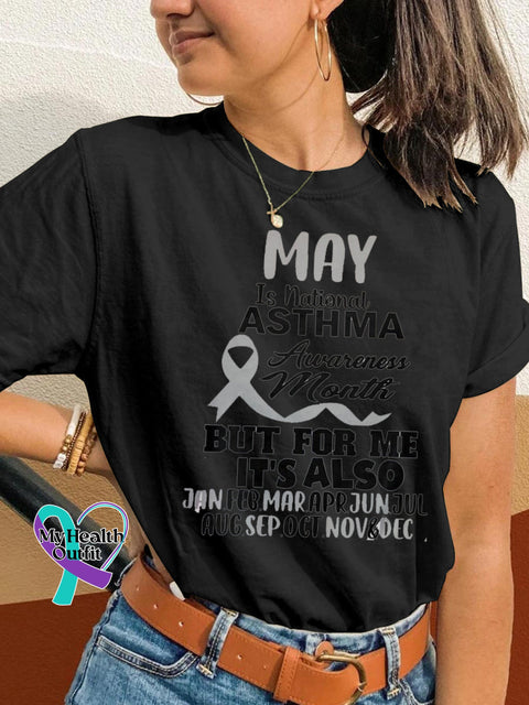 May is International Arthritis Month But For Me Every Month Is Printed Casual Crew Neck Short Sleeve T Shirt Black / S