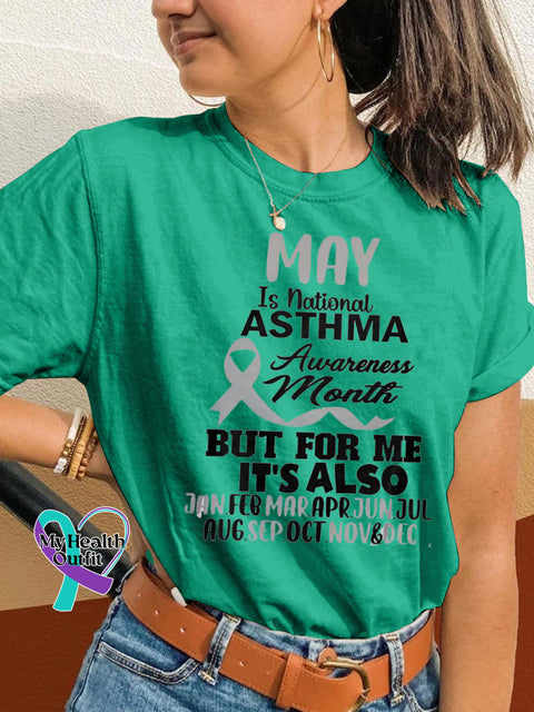 May is International Arthritis Month But For Me Every Month Is Printed Casual Crew Neck Short Sleeve T Shirt Green / S