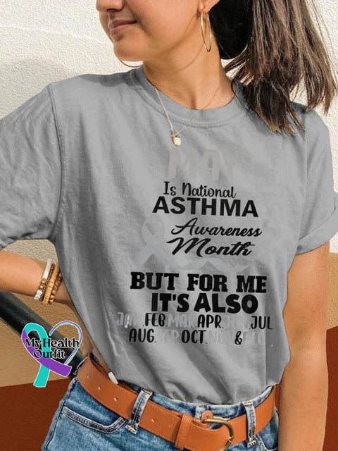 May is International Arthritis Month But For Me Every Month Is Printed Casual Crew Neck Short Sleeve T Shirt Grey / S