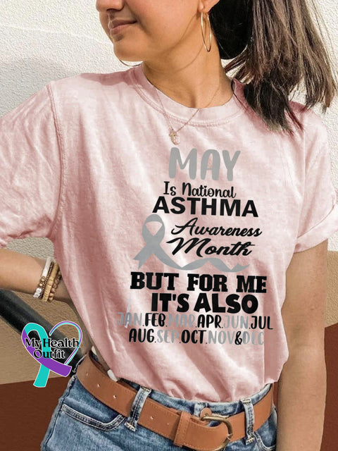 May is International Arthritis Month But For Me Every Month Is Printed Casual Crew Neck Short Sleeve T Shirt Pink / S