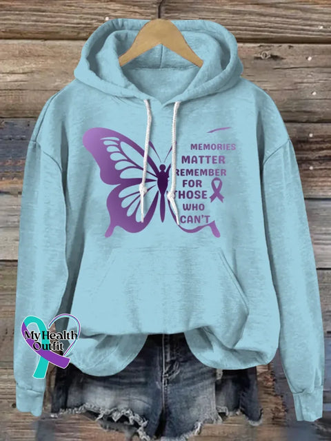 Memories Matter Art Print Casual Hoodie Sweatshirt Blue / S