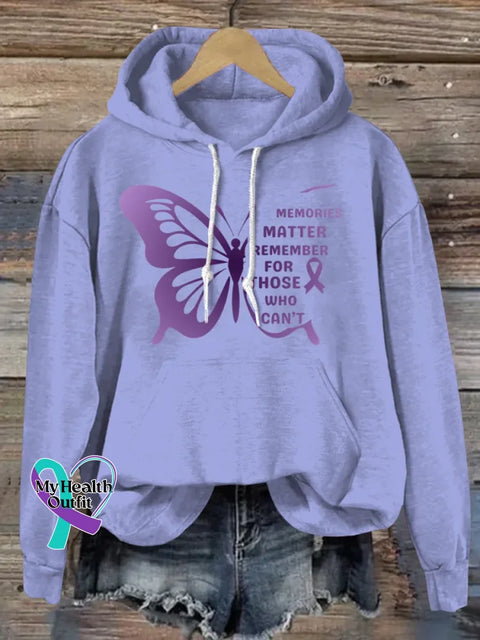 Memories Matter Art Print Casual Hoodie Sweatshirt Purple / S