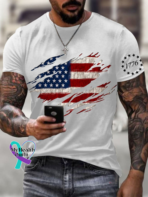 Men’s 1776 Independence Day Printed Round Neck T-Shirt White / S