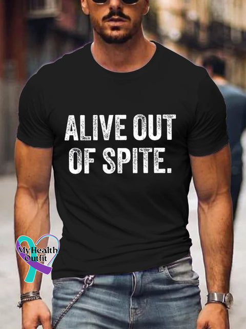 Men’s Alive Out Of Spite Mental Health Awareness Art Print Casual T-Shirt Black / S