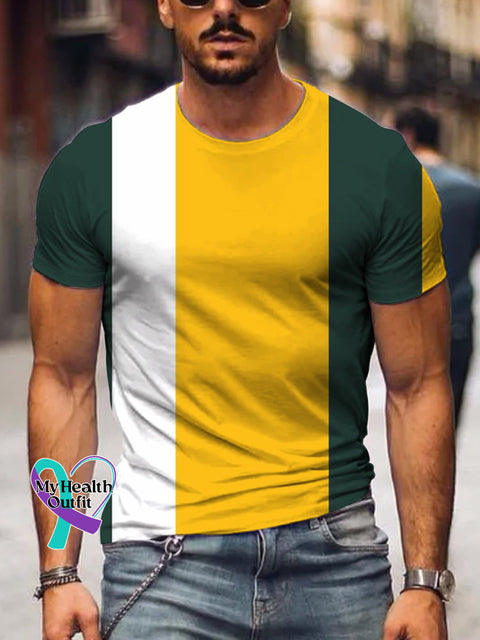 Men’s American Football Fans Stripe Print T-Shirt Multicolor / S