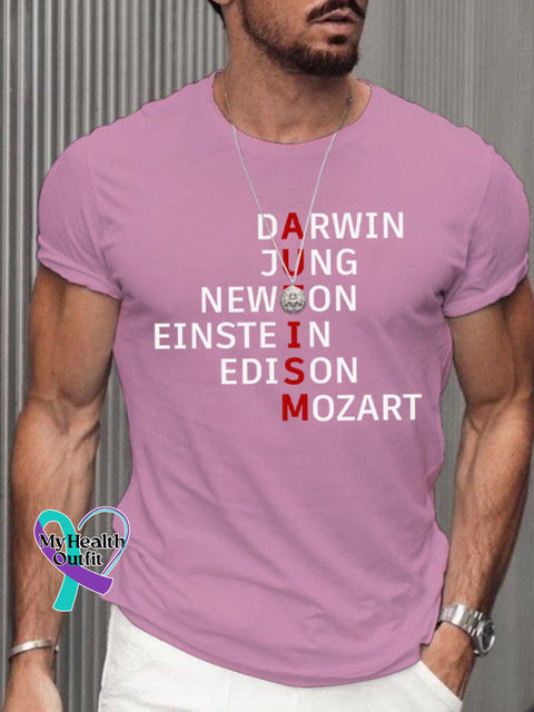 Men’s Autism Awareness Monogram Print T-Shirt Pink / S