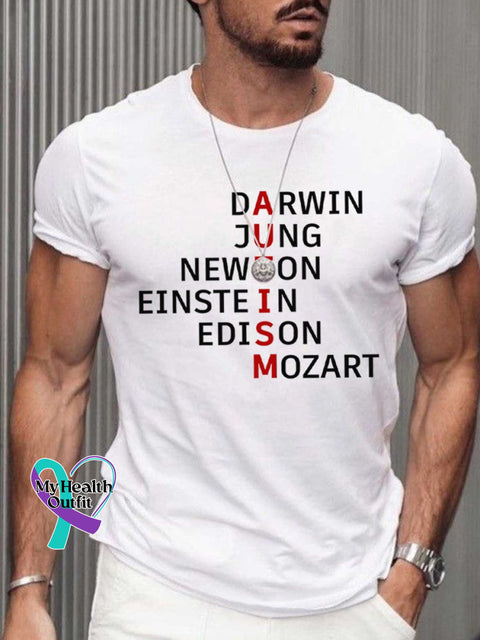 Men’s Autism Awareness Monogram Print T-Shirt White / S