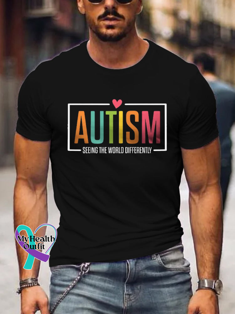 Men’s Autism Awareness Seeing The World Differently T-Shirt Black / S