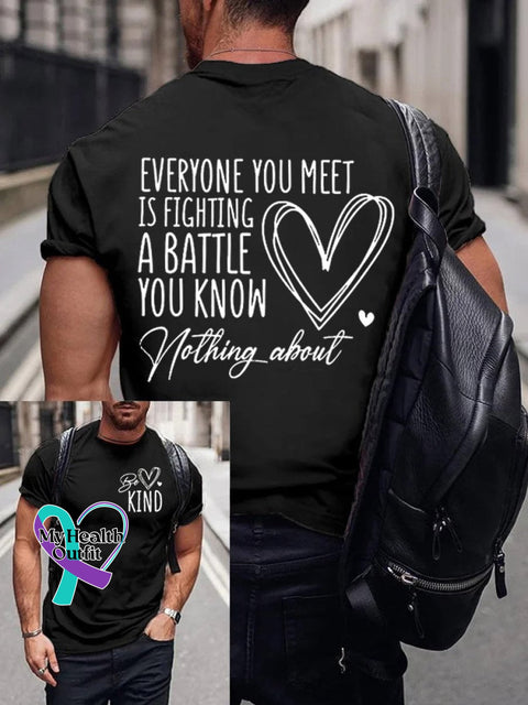 Men’s Be Kind Art Print Casual T-Shirt Black / S