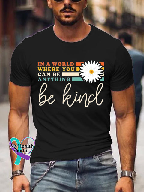 Men’s Be Kind Art Print Casual T-Shirt Black / S