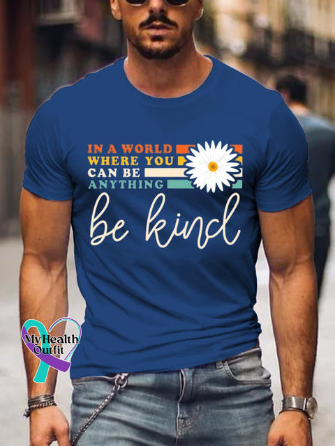 Men’s Be Kind Art Print Casual T-Shirt Blue / S