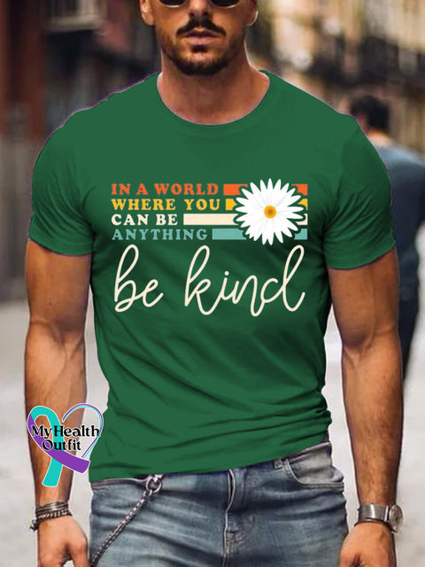 Men’s Be Kind Art Print Casual T-Shirt Green / S