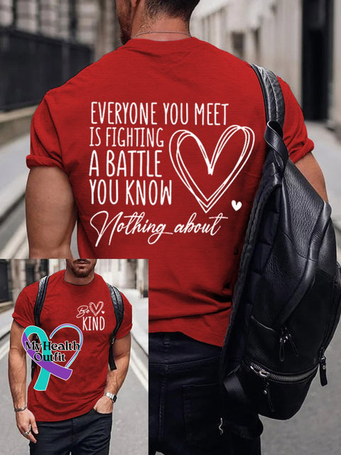 Men’s Be Kind Art Print Casual T-Shirt Red / S