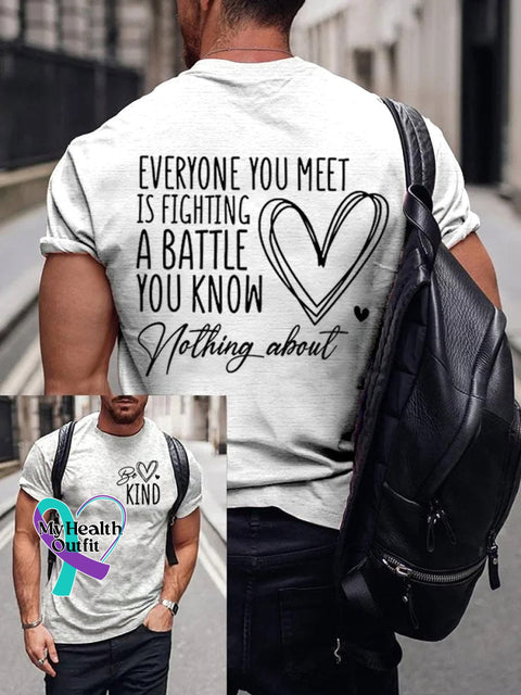 Men’s Be Kind Art Print Casual T-Shirt White / S