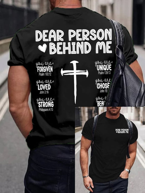 Men’s Be Kind Dear Person Behind Me Printed Casual T-Shirt Black / S