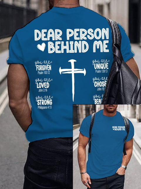 Men’s Be Kind Dear Person Behind Me Printed Casual T-Shirt Blue / S