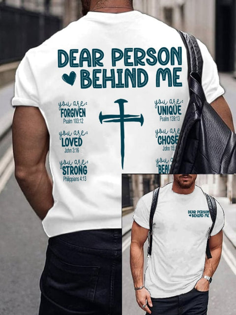 Men’s Be Kind Dear Person Behind Me Printed Casual T-Shirt White / S