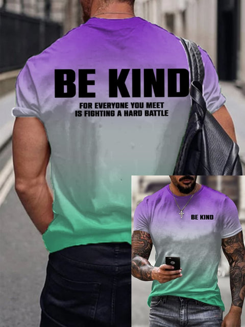 Men’s Be Kind For Everyone You Meet Is Fighting A Hard Battle Print T-Shirt Picture 2 / S