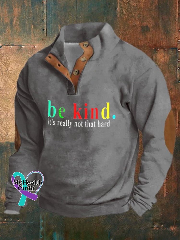 Men’s Be Kind It’s Really Not That Hard Print Casual Top Grey / S