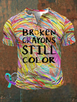 Men’s Broken Crayons Still Color Print Casual Top As Shown / S