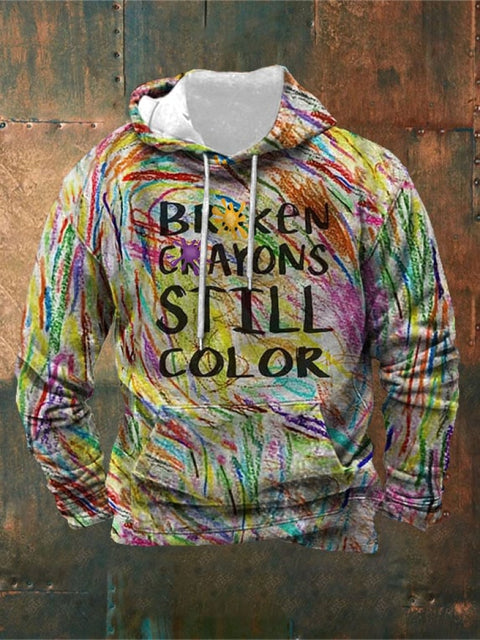 Men’s Broken Crayons Still Color Print Hoodie As shown / S