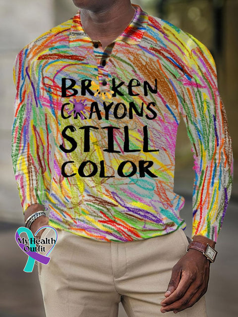 Men’s Broken Crayons Still Color Print Polo Shirt As Shown / S